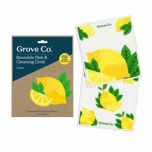 GROVE CO Swedish Dishcloths, Reusable Dish & Cleaning Cloth, Lemon & Eucalyptus